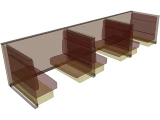 Booth Seating 3D Model preview