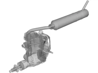 RC Motor Glow 4T YS 120 3D Model preview