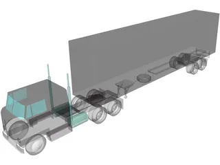 International Complete Trailer Truck 3D Model preview