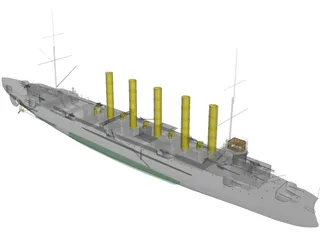 Askold Russian Cruiser (1900) 3D Model preview
