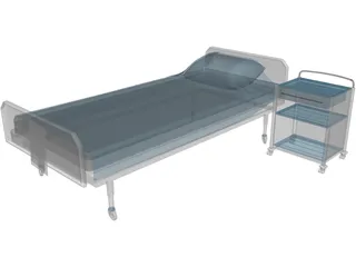 Hospital Bed 3D Model preview