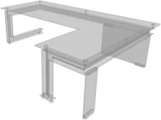 Modern Office Desk 3D Model preview
