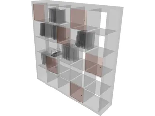 Bookcase Wooden 3D Model preview