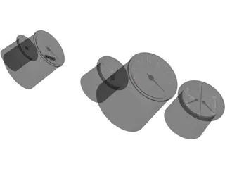 Dashboard Gauges 80 and 52mm 3D Model preview