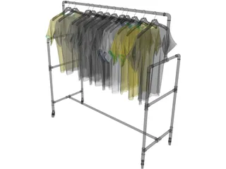 Shirts on Wardrobe 3D Model preview