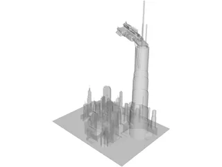 Futuristic Space City 3D Model preview