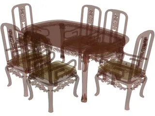 Table Dinner Home Style 3D Model preview