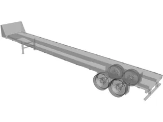 Flat Bed Trailer 3D Model preview
