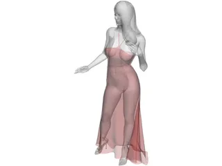 Woman in Wedding Dress 3D Model preview
