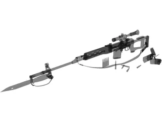 SVD Dragunov Sniper Rifle 3D Model preview