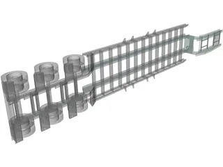 Trailer 3 Axes Flatbed 3D Model preview