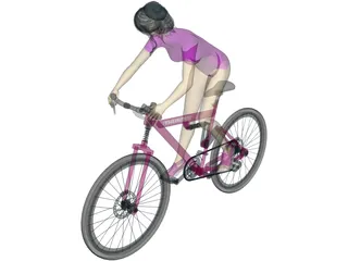 Woman on Bicycle 3D Model preview
