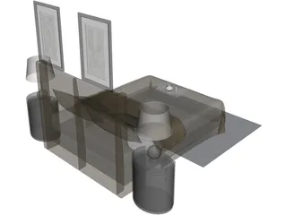 Fancy Bed King Size 3D Model preview