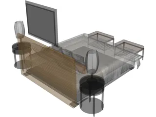 Fancy Couples Bed 3D Model preview