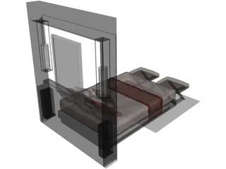 Bed Fancy Design King Size 3D Model preview