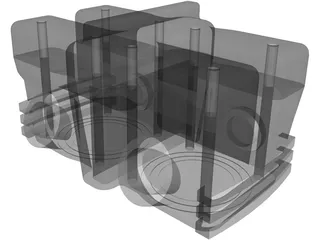 Yamaha VMAX 1200 Motorcycle Cylinder Head 3D Model preview