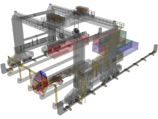 Container Loader Port 3D Model preview