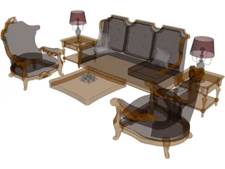Classic Furniture Set 3D Model preview
