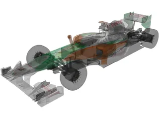 Force India VJM03 F1 (2010) 3D Model preview
