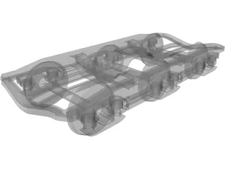 3 Axle Rail Bogie 3D Model preview