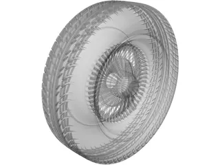 Daytona Wire Rim and Tyre 3D Model preview