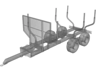 Log Trailer 3D Model preview