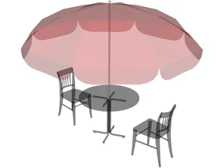 Cafe Table Set 3D Model preview