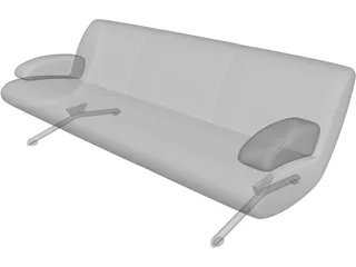 Sofa Cushioned 3D Model preview