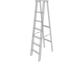 Wooden Step Ladder 3D Model preview