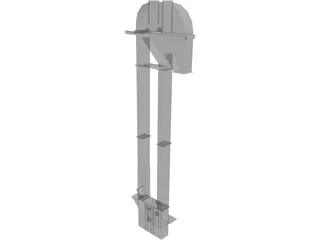 36 Inch Pulley Elevator Leg with Boot and Head 3D Model preview