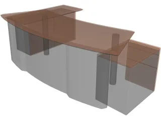 Wood Table 3D Model preview
