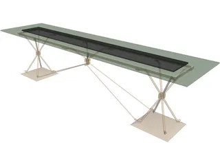Iron and Wood/Glass Table 3D Model preview
