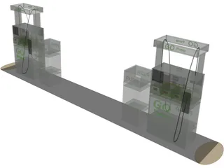 Gas Station Island 3D Model preview