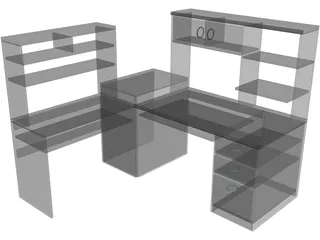 Desk Computer Wrap Around 3D Model preview