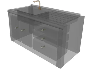 Kitchen Sink Area 3D Model preview