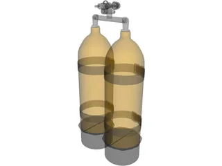 Twin Diving Tanks 3D Model preview