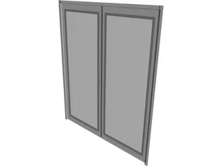 Door Double Sliding Glass 3D Model preview