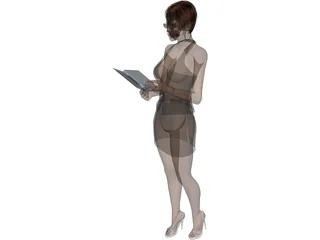 Woman with Book 3D Model preview