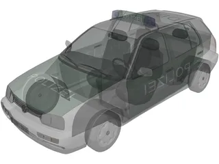 Volkswagen Golf III Polizei 3D Model preview