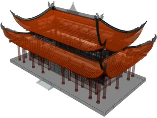 Attic Chinese Building 3D Model preview