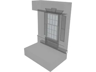 Double Hung Window and Shutter 3D Model preview