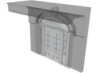 Federal Style Entry Double Doorway 3D Model preview