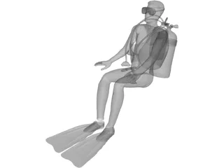 Scuba Diver 3D Model preview