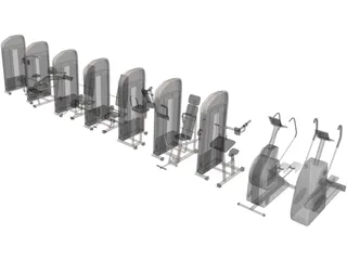 Fitness Equipment Collection 3D Model preview