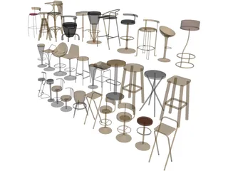 Bar Chairs Collection 3D Model preview