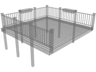 Wooden Deck 3D Model preview
