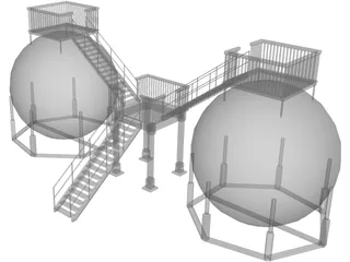 Oil Storage Tanks 3D Model preview