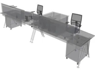 Office Table 3D Model preview