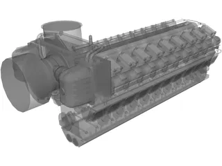 Diesel 18V48/60 Engine 3D Model preview