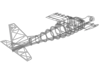 RC Glider Plane Balsa Frame 3D Model preview